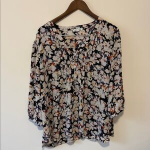 Rose & Olive Floral Blouse - Black and White